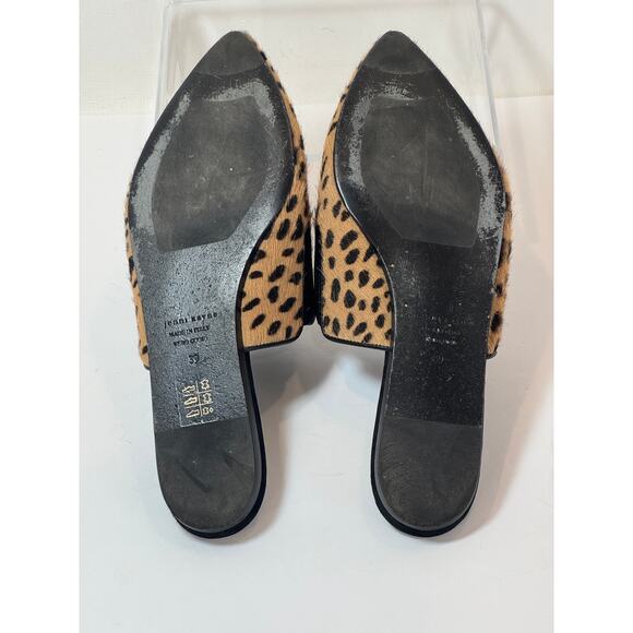 Jenni Kayne Pony Hair Mule Womens 39 /9 US Cheetah Slip On Point Toe Flat - Picture 6 of 7